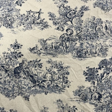 Tissu Gabrielle Toile de Jouy Marine