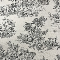 Tissu Gabrielle Toile de Jouy Fusain 