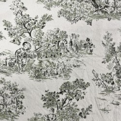 Tissu Gabrielle Toile de Jouy Kaki