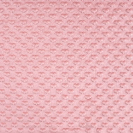Tissu Minky Coeur Vieux Rose 