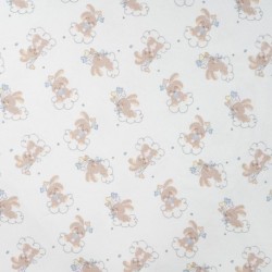 Tissu Jersey de Coton Imprimé Lapin Blanc 