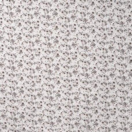 Tissu Jersey de Coton Imprimé Fleur Blanc 