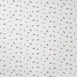 Tissu Jersey de Coton Imprimé Feuille Blanc 