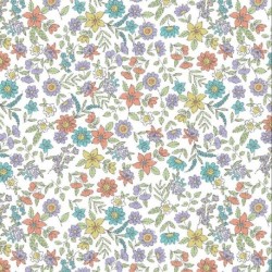 Tissu Jersey de Coton Imprimé Fleur Blanc