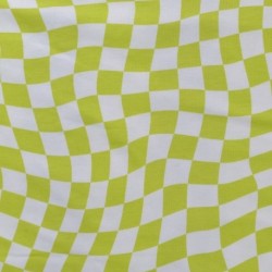 Tissu Jersey de Coton Imprimé Carré Vert 