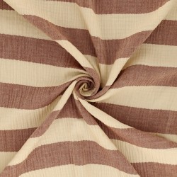 Tissu Double Gaze Rayure Rouille