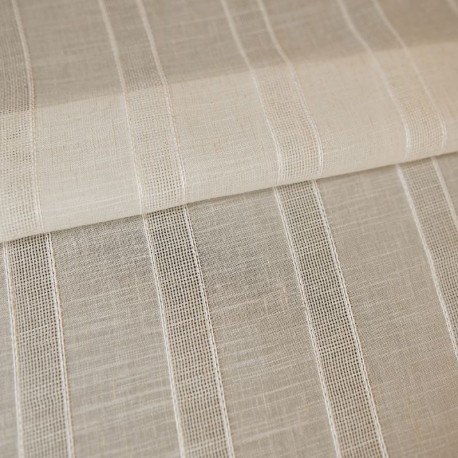 Tissu Etamine Rayé Romy Polylin Coloris Lin