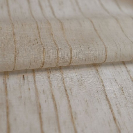 Tissu Etamine Rayé Linoso Polylin Coloris Lin