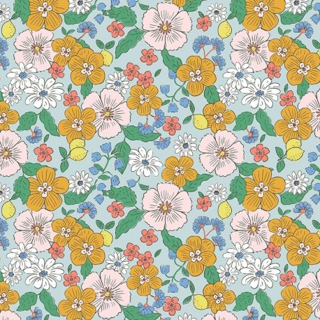 Tissu Imprimé Suzie Ciel 