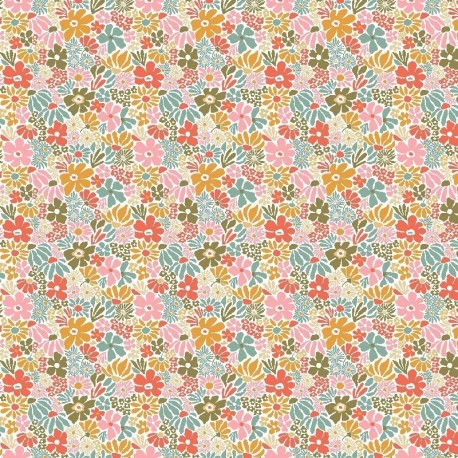 Tissu Imprimé Begonia Blanc 