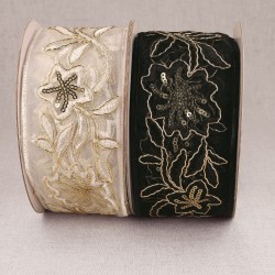 Galon brodé paillettes