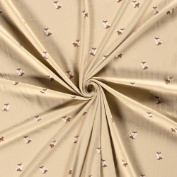 Tissu Jersey de Coton Imprimé Renard Beige