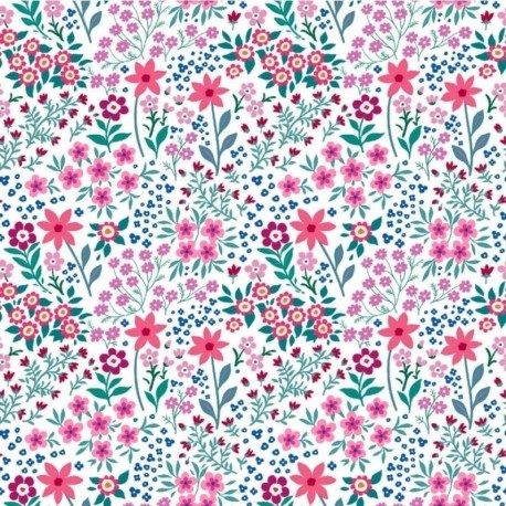 Tissu Imprimé 3D Amaia Fleurs Fuchia