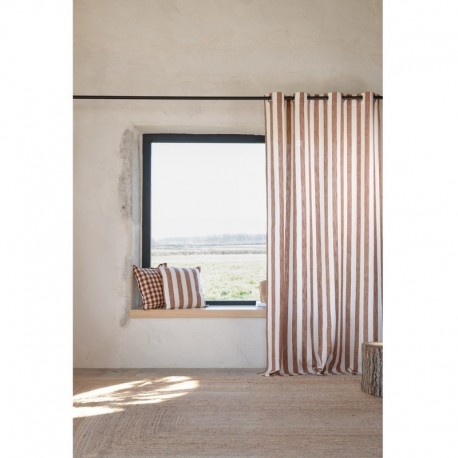 Tissu Landes Toile Grosse Rayure Terracotta 