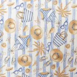 Tissu Imprimé Darcy Plage Bleu