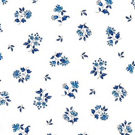 Tissu Cretonne Figuerolles All Over Bleu