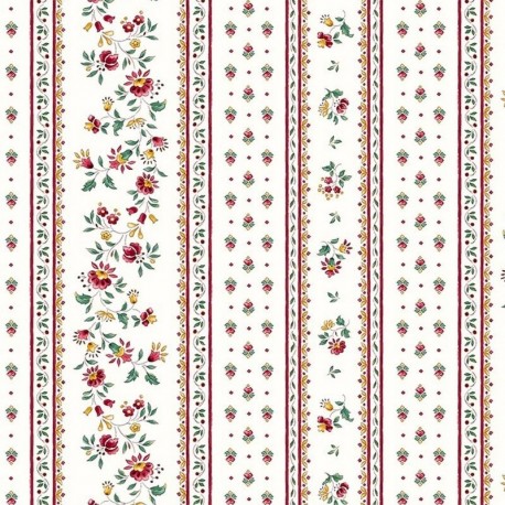 Tissu Cretonne Figuerolles Rayure Ecru 