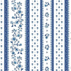 Tissu Cretonne Figuerolles Rayure Bleu