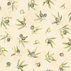 Tissu Cretonne Oliveraie All Over Creme 