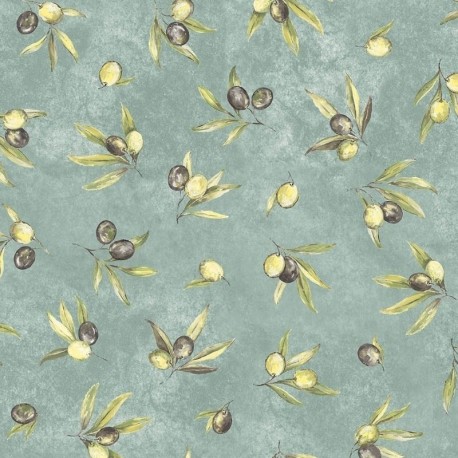 Tissu Cretonne Oliveraie All Over Sauge 