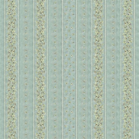 Tissu Cretonne Oliveraie Rayure Sauge 