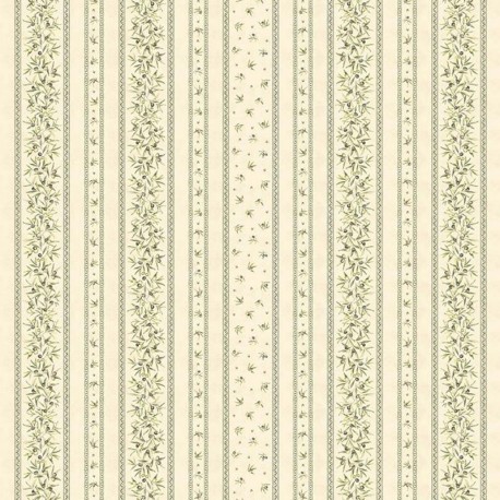 Tissu Cretonne Oliveraie Rayure Creme