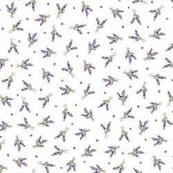 Tissu Cretonne Lavandines All Over Ecru 