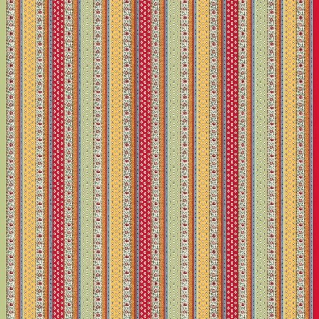 Tissu Cretonne Gordes Rayure Multico Provençal