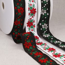 Galon jacquard fleurs
