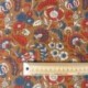 Tissu blockprint Imprimé Tampons Mains Matelassé Double Face Fleur Fond Caramel