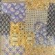 Tissu Blockprint Imprimé Tampons Mains Matelassé Double Face Géométrique Jaune Bleu