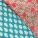 Tissu Blockprint Imprimé Tampons Mains Matelassé Double Face Rose