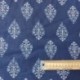 Tissu Blockprint Impression Tampons Mains Feuille Fond Bleu