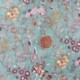 Tissu Blockprint Impression Tampons Mains Fleur Fond Bleu