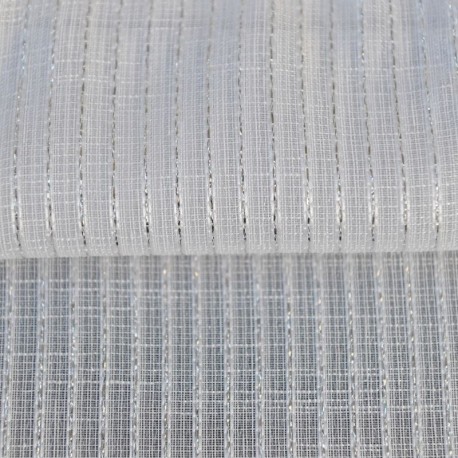 Tissu Voile Rayé Ascot Lurex Blanc