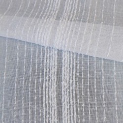 Tissu Etamine Fileté Bouclette Shady Blanc