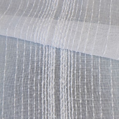 Tissu Etamine Fileté Bouclette Shady Blanc