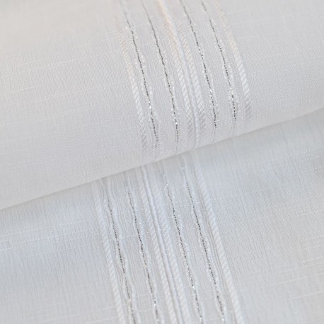 Tissu Voile Lurex Lury Rayures Blanc