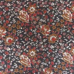 Tissu Blockprint Imprimé Tampons Mains Matelassé Double Marron Noir