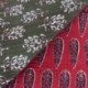 Tissu Blockprint Imprimé Tampons Mains Matelassé Double Face Rouge Vert