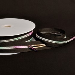 Chaine arc en ciel curseur tous les 50cm Noir - 