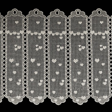 Brise Bise Macramé Hauteur 60cm Coeur Ecru
