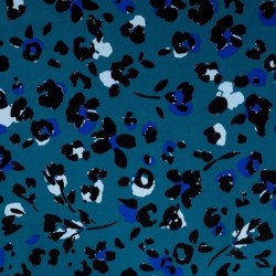 Tissu Twill de Viscose Imprimé Léopard Petrole