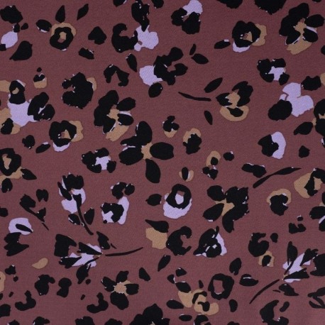 Tissu Twill de Viscose Imprimé Léopard Lilas