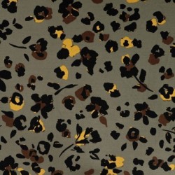 Tissu Twill de Viscose Imprimé Léopard Kaki