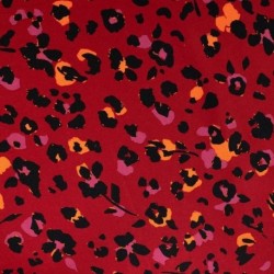 Tissu Twill de Viscose Imprimé Léopard Rouge