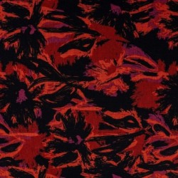 Tissu Polyviscose Imprimé Fleurs Rouge