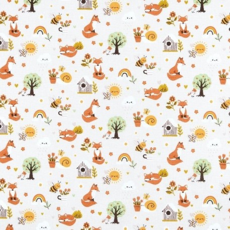 Tissu Coton Imprimé Rouxy Naturel