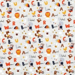 Tissu coton Imprimé Alphabet Multicolore