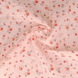 Tissu Fioretti Double Gaze Imprimée Rose